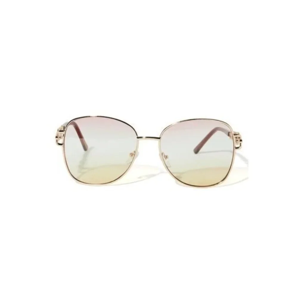 Desert Daze Round Frame Metal Frame Gradient Lens Temple Design‎ Sunglasses Pink